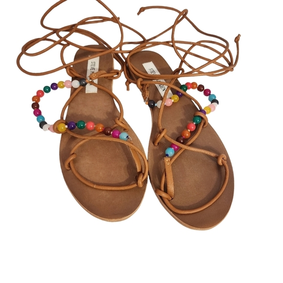 Steve Madden Costa bright beaded gladiator sandals lace up leather 9 - Picture 3 of 6